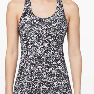 Lululemon, cool racerback, floral, spritz, multi.  Black, lilac, pink.  Sz 6-EUC